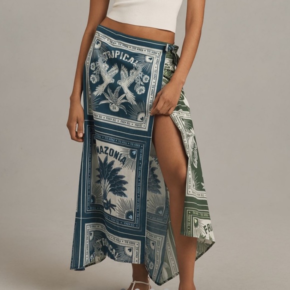 Farm Rio Tropical Print Wrap Skirt anthropologie - Picture 2 of 7